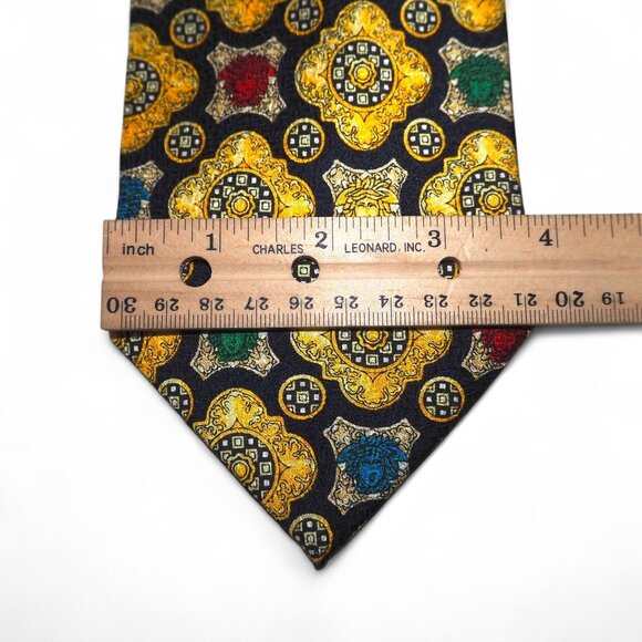 Gianni Versace Designer Vintage 90s Medusa Bold Baroque Print Silk Tie RARE - Picture 7 of 7